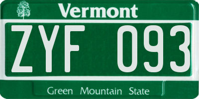 VT license plate ZYF093