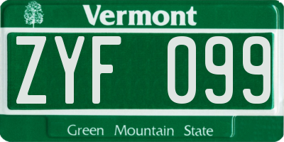 VT license plate ZYF099