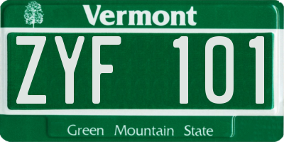 VT license plate ZYF101