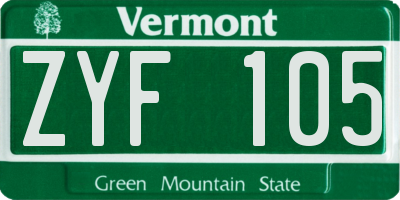 VT license plate ZYF105