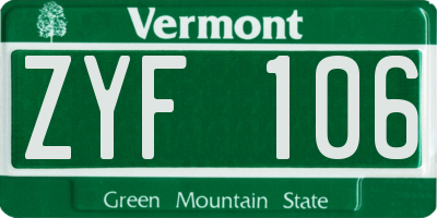 VT license plate ZYF106
