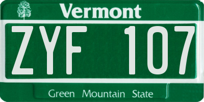 VT license plate ZYF107