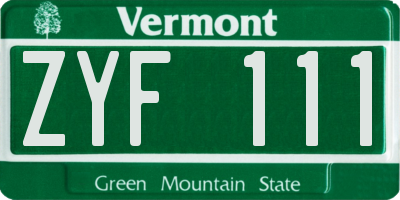 VT license plate ZYF111