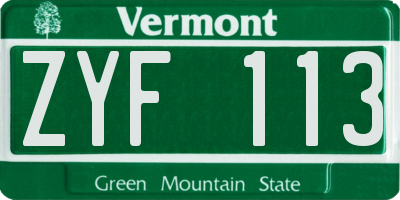 VT license plate ZYF113