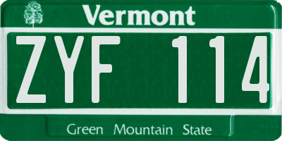 VT license plate ZYF114