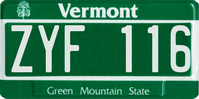 VT license plate ZYF116