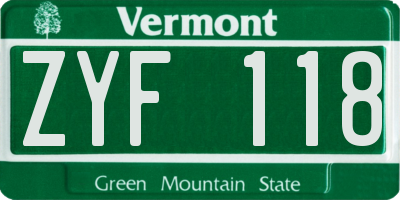 VT license plate ZYF118