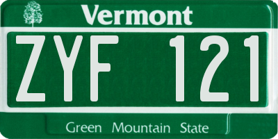 VT license plate ZYF121