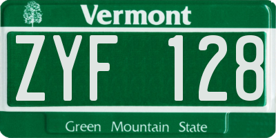 VT license plate ZYF128