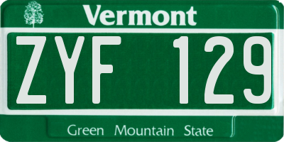 VT license plate ZYF129