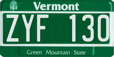 VT license plate ZYF130