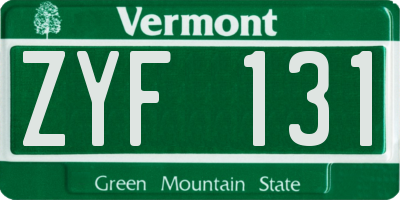 VT license plate ZYF131