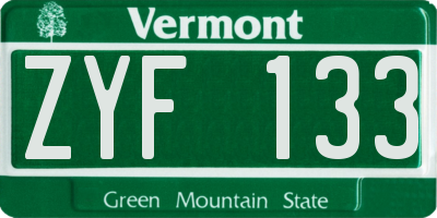 VT license plate ZYF133
