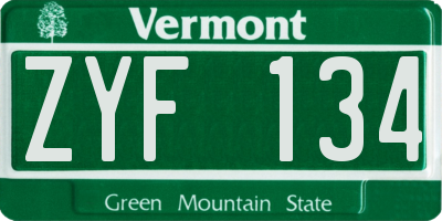 VT license plate ZYF134