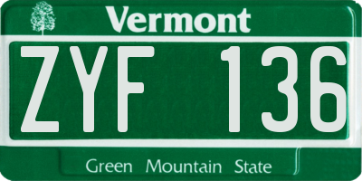 VT license plate ZYF136