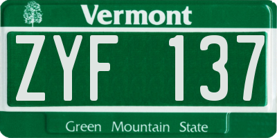 VT license plate ZYF137