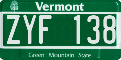 VT license plate ZYF138