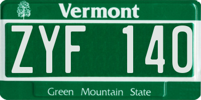 VT license plate ZYF140