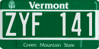 VT license plate ZYF141