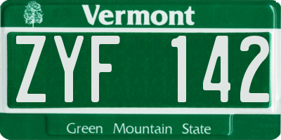 VT license plate ZYF142