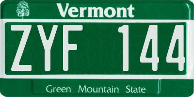 VT license plate ZYF144