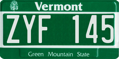 VT license plate ZYF145