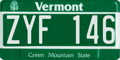 VT license plate ZYF146