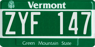 VT license plate ZYF147