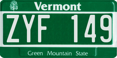 VT license plate ZYF149