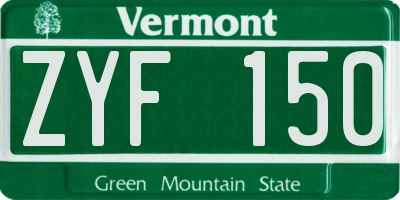 VT license plate ZYF150