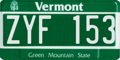 VT license plate ZYF153