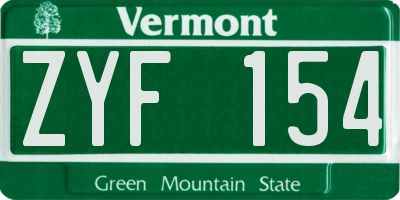 VT license plate ZYF154