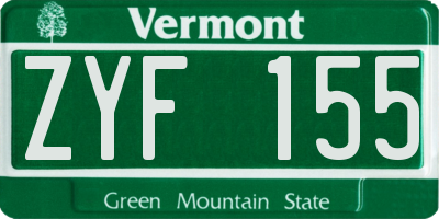 VT license plate ZYF155