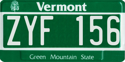 VT license plate ZYF156