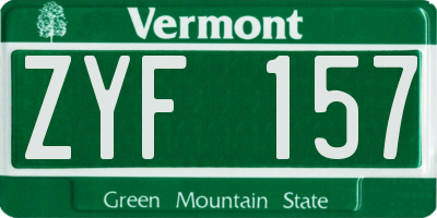 VT license plate ZYF157