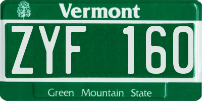 VT license plate ZYF160