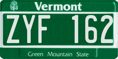 VT license plate ZYF162