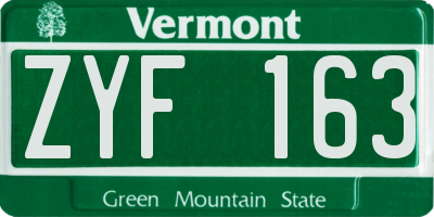 VT license plate ZYF163