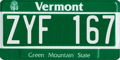 VT license plate ZYF167