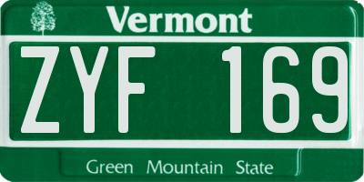 VT license plate ZYF169