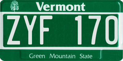 VT license plate ZYF170
