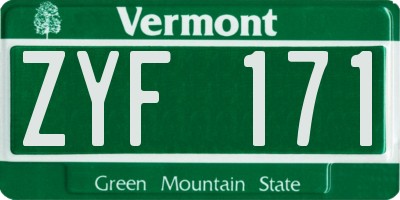 VT license plate ZYF171
