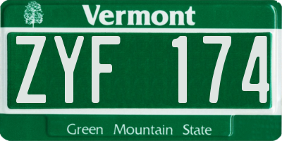 VT license plate ZYF174
