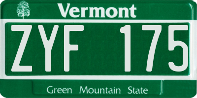VT license plate ZYF175