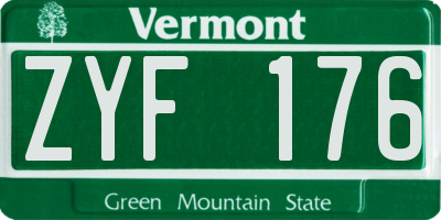 VT license plate ZYF176