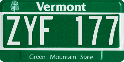 VT license plate ZYF177