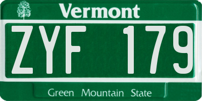 VT license plate ZYF179