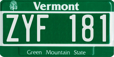 VT license plate ZYF181