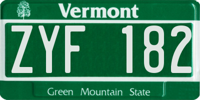 VT license plate ZYF182