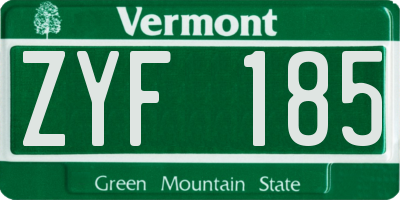 VT license plate ZYF185